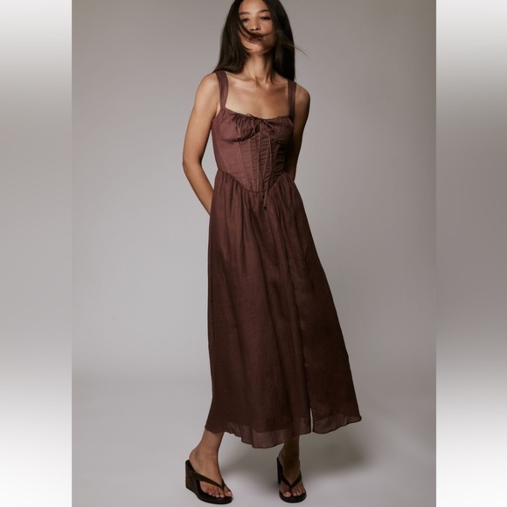 BARDOT NWT The Esra Corset Midi Dress in Chocolate Size XL or US 10